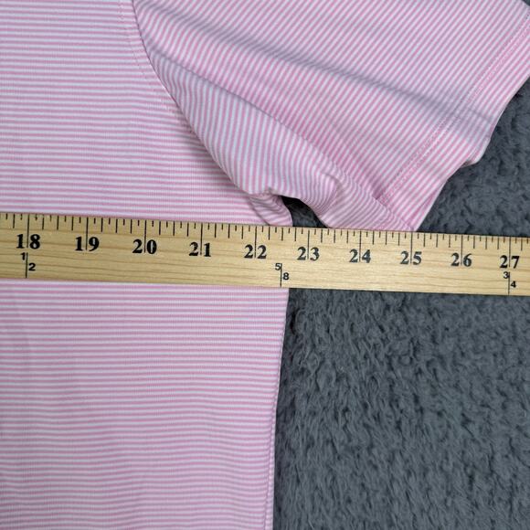 Greyson Polo Shirt Mens L Pink Striped Laurel Creek Country Club Golf Stretch - Picture 6 of 8